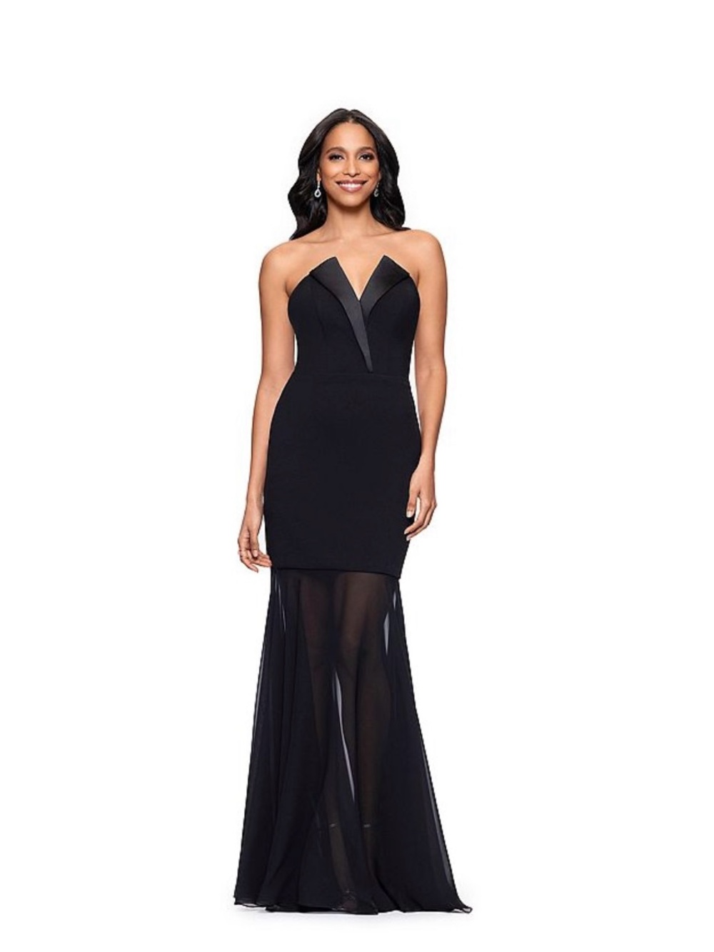Women’s BA Nites Long Tuxedo Chiffon Drop Waist Dress Size 16